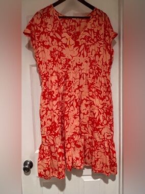GAP Orange/Coral Floral Dress